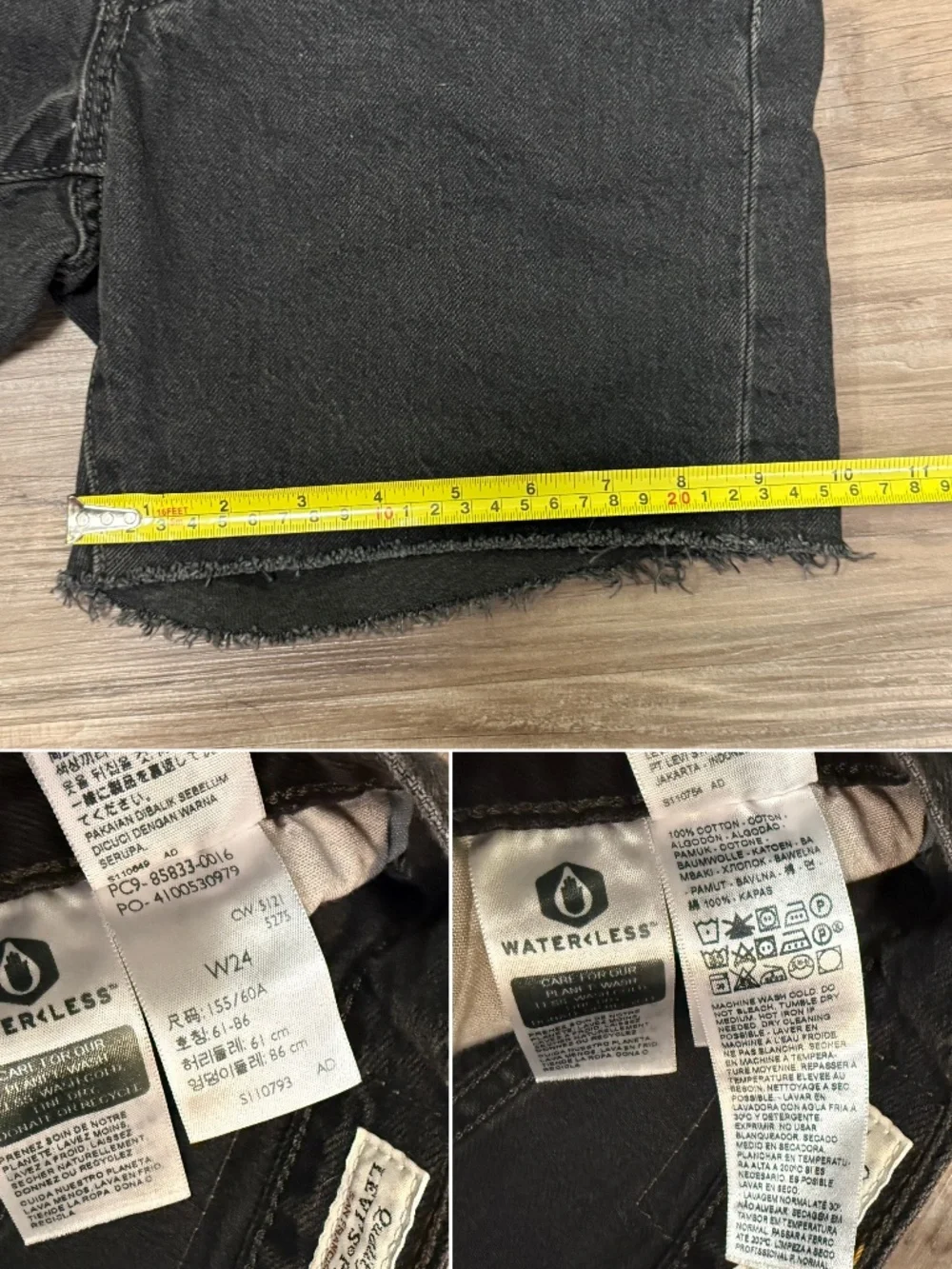 NWT Levi's Premium 501 Mid-Thigh Shorts Lunar Black Big E Sz 24 $70